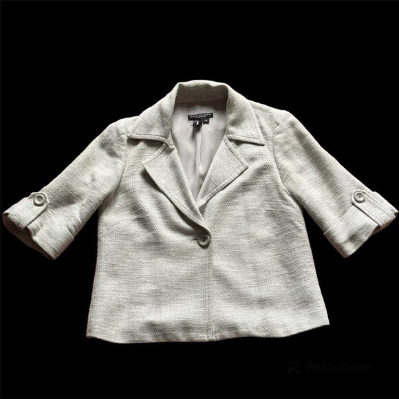PEACE OF CLOTH Light Cotton Linen Blend 3/4 Sleeve Blazer - Size 0 - Picture 1 of 11